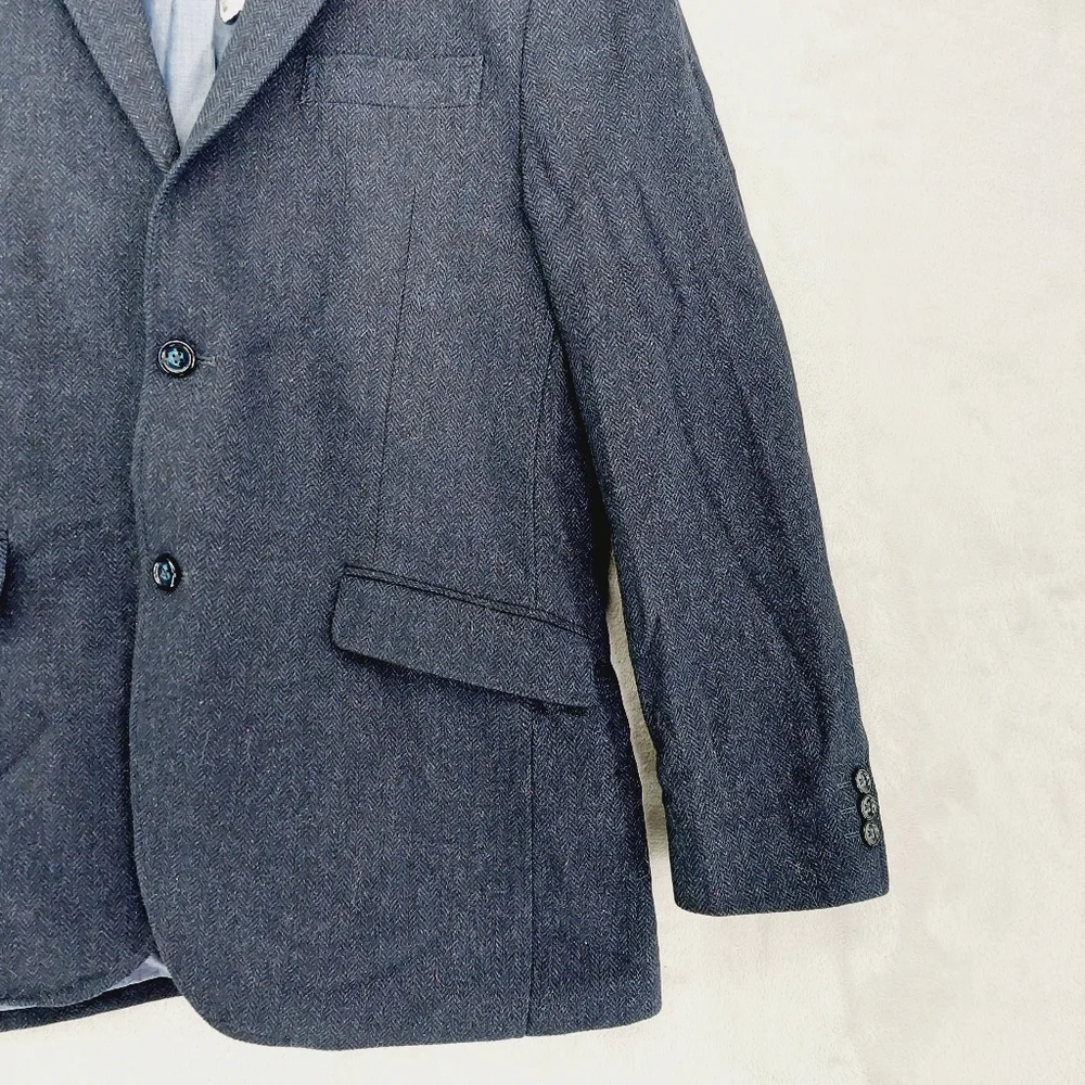 NEW Pronto Uomo Blue Wool Blend Blue Business Casual Blazer P4823